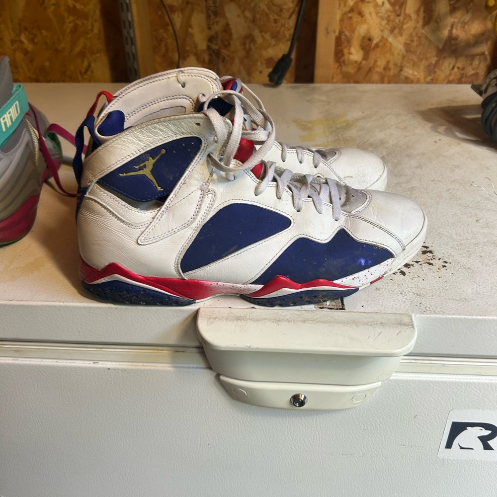 Jordan Athletic Shoes in White, Blue, and Red - Picture 2 of 6